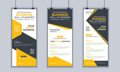 Corporate Business Roll up Banner Design, Multipurpose Roll Up Banner Standee Design, Vector Banner Template, Corporate Identity Print Template

