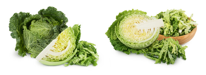 Savoy cabbage slice isolated on white background with full depth of field