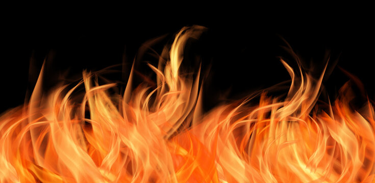 【PNG】燃え上がる真っ赤な炎の横長背景