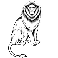 lion illustration tattoo style in black and white