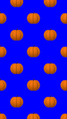 seamless drawing of pumpkin images on a blue background. template for overlaying on the surface. Hellowing symbol. 3d rendering. 3d imag