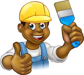 Black Painter Decorator Cartoon Character