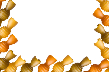 Coloured natural Italian pasta - food frame for design with isolated background