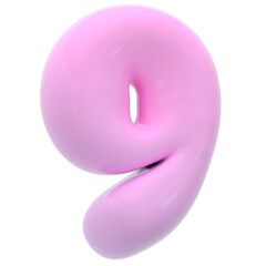 Bubble number nine illustration in 3D design