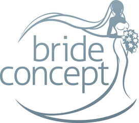 Bride Silhouette Holding Bouquet Concept