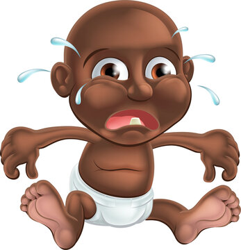 Unhappy cute cartoon baby