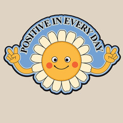 A happy smiling retro character cartoon flower chamomile.