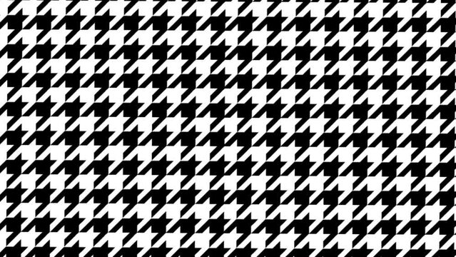 A loopable 4K video with a strong hypnotic effect of a rotating graphic of a black and white houndstooth pattern