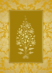 Naklejka premium wedding card design, paisley floral pattern , India 