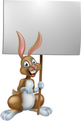Easter Bunny Holding Sign