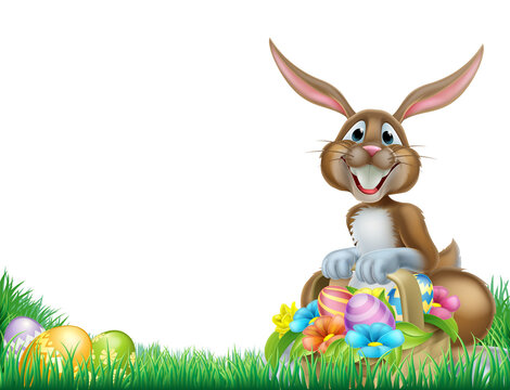 Cartoon Easter Egg Hunt Rabbit