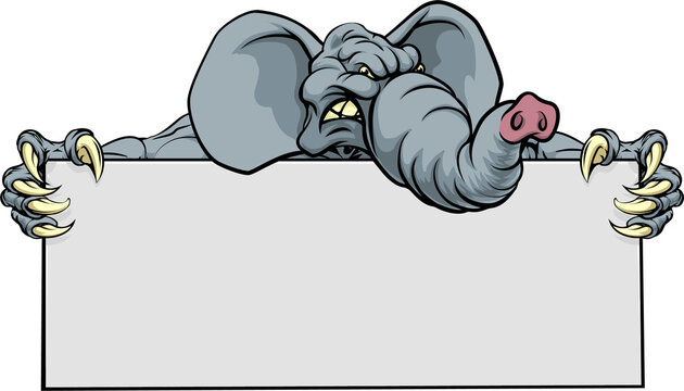 recommend clip art: Elephant Sports Mascot Sign