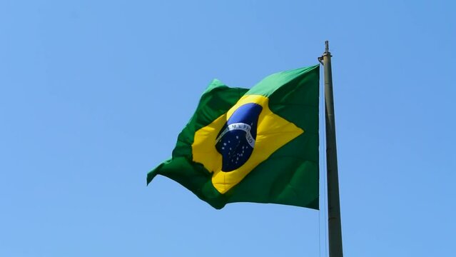 Brazilian flag waving in the wind
