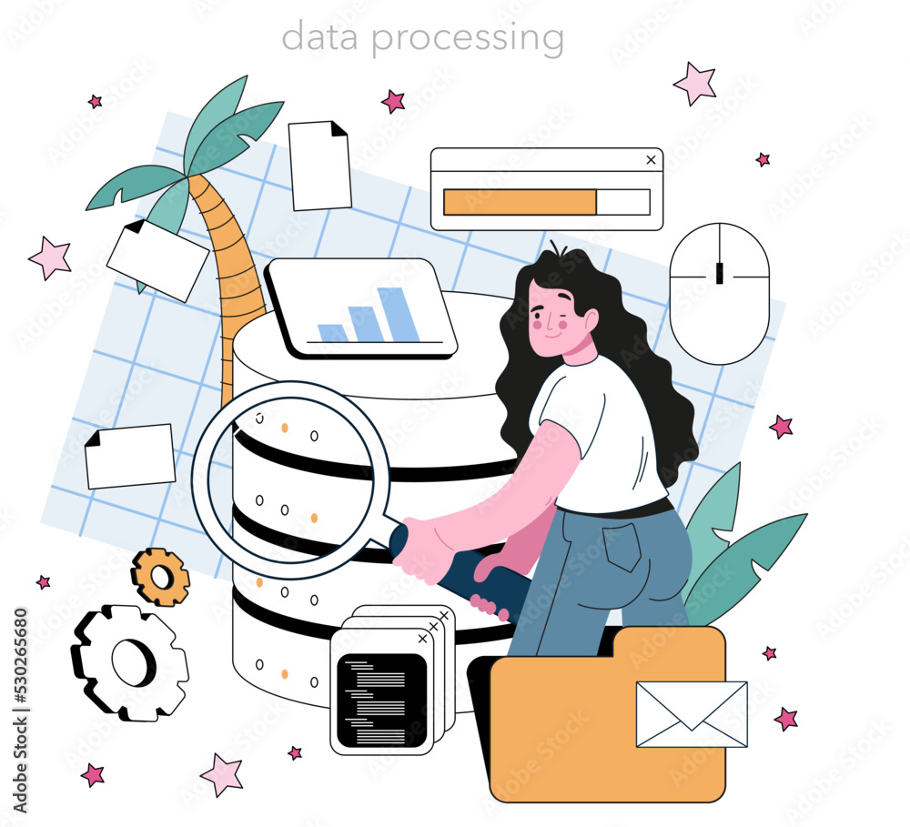 Poster big data analytics. big data specialist visualize and analyse data chart