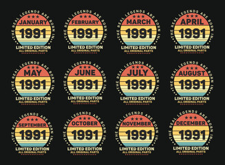 The Real Legends Are Born In 1991 Birthday Quotes Bundle, Birthday gifts for women or men, Vintage birthday shirts for wives or husbands, anniversary T-shirts for sisters or brother