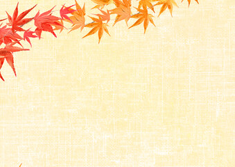 日本伝統の和紙と秋の美しい紅葉フレーム
