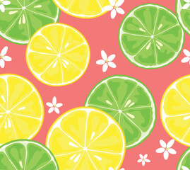 Seamless Lemon and Lime slice pattern.