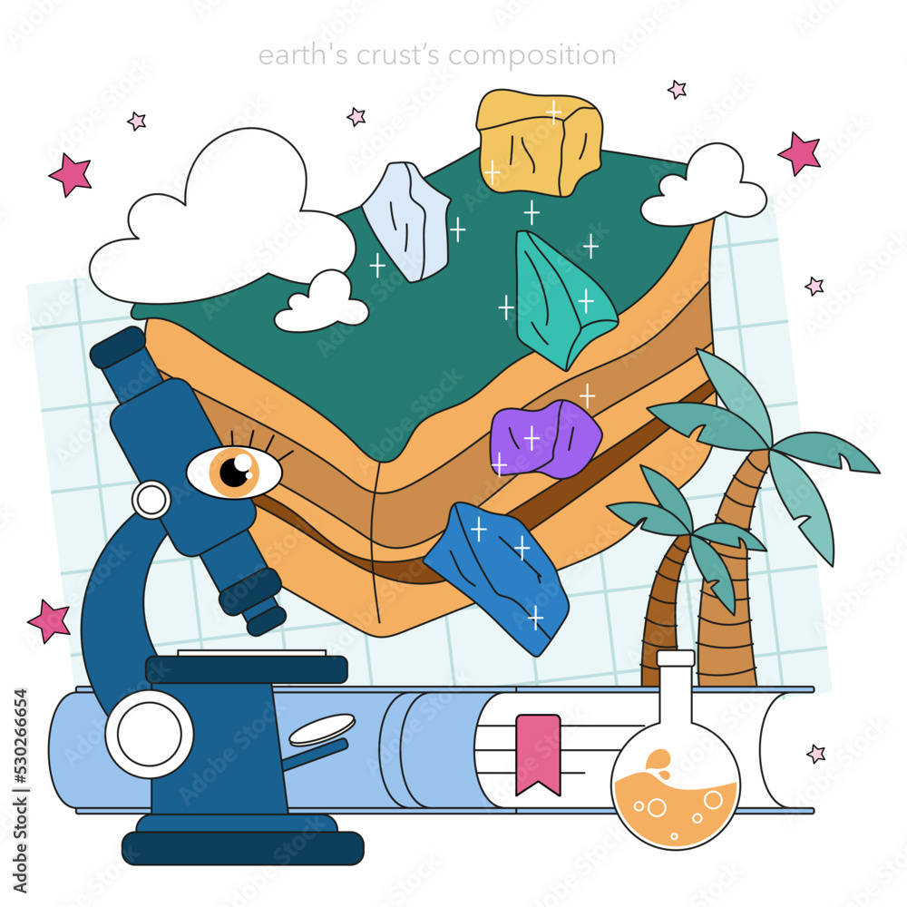 Poster geochemist concept. scientist study structure, evolution and dynamics