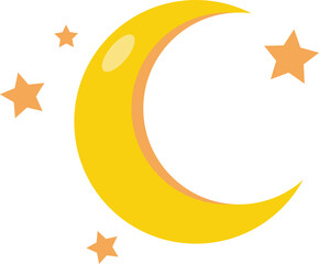 Half moon with stars flat icon