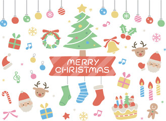 クリスマスのイラストセット（線なし）
