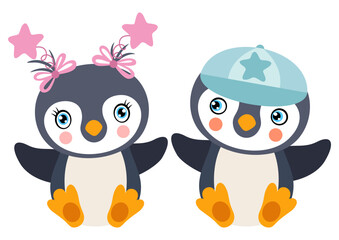 Cute couple of baby penguins