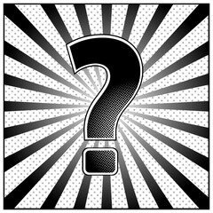 Concept of the question. A symbol, a question mark.. Illustration in the style of pop art, comic style