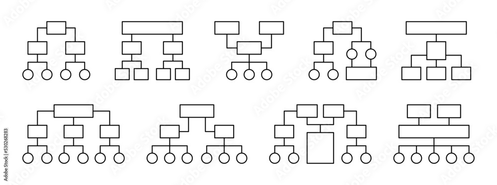Aufkleber set of infographics flowchart line design. workflow, business structural flow chart and outline diag