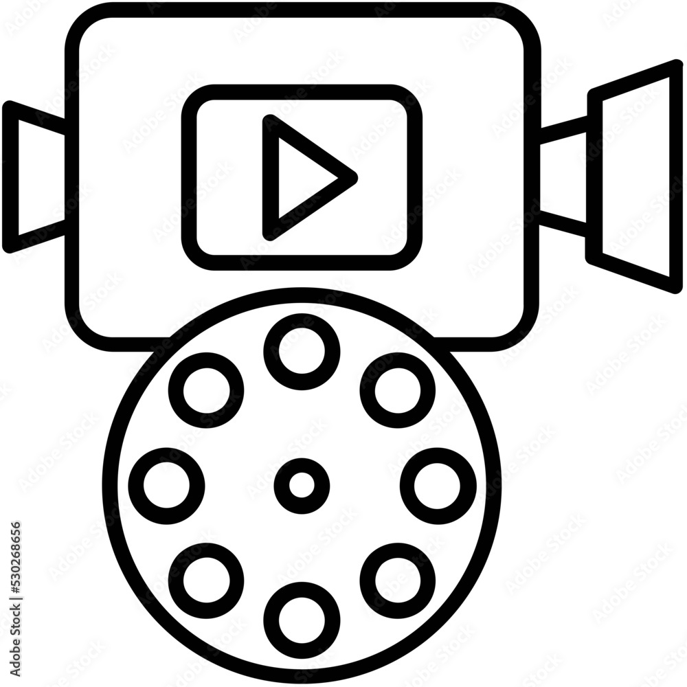 Poster video production line vector icon