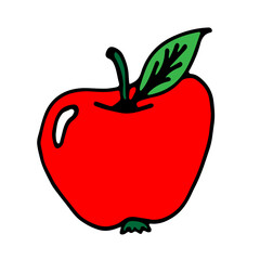red apple with leaf
