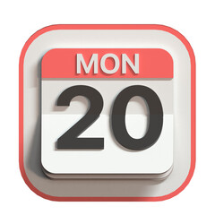 Calendar icon illustration in 3D design