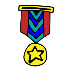 gold medal with ribbon
