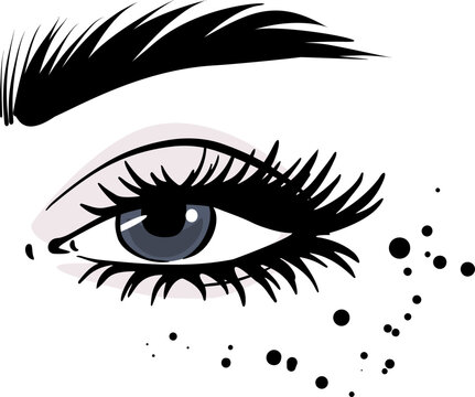 EyeLash Extension Clipart, Black False Lash Vector. Mascara Eyelashes Single Logo, Long Lashes Illustration