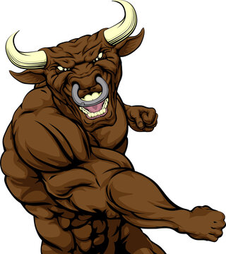 Bull mascot punching