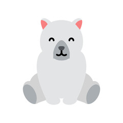 Cute little baby polar bear. funny smiling animal. colored flat cartoon vector illustration.