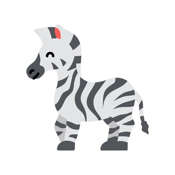 Cute little baby Zebra. funny smiling animal. colored flat cartoon vector illustration.
