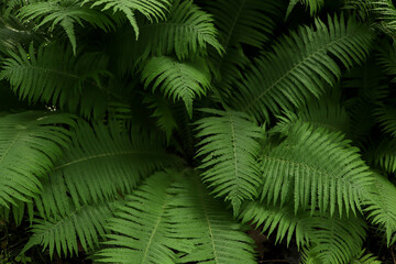 Beautiful fern with lush green leaves growing outdoors, closeup