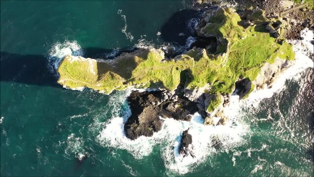 Kinbane head and kinbane castle in Co. Antrim, drone footage