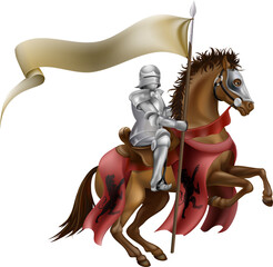 Obraz na płótnie Canvas Medieval Knight on Horse