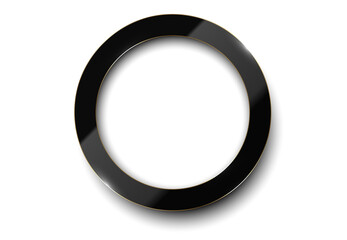 Black ring PNG. Glossy luxury dark and golden line frame. Round border for photo, picture,...