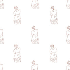 Seamless vector pattern with sculpture in doodle style.