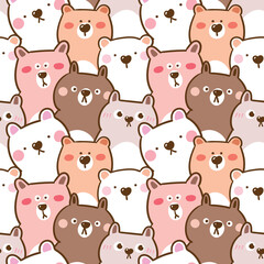 Seamless Pattern of Cute Bear Illustration Design