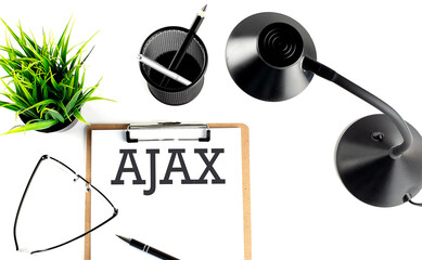 AJAX text on a clipboard on the white background