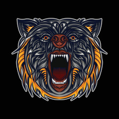 Bear grizzly angry illustration