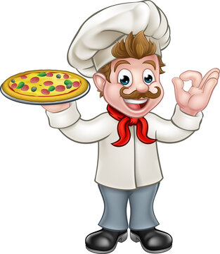 Pizza Chef Cartoon Man