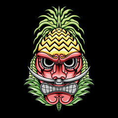 Tiki with pineapple hat illustration