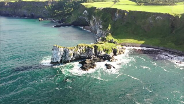 Kinbane head and kinbane castle in Co. Antrim, drone footage