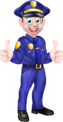 Cartoon Policeman Giving Thumbs Up