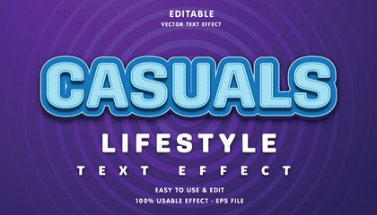 casuals editable text effect with modern and simple style, usable for logo or campaign title