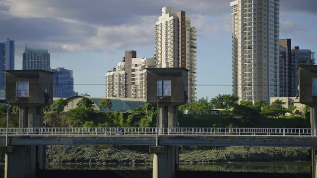 City view from the riverside in Metro Manila, Philippines
