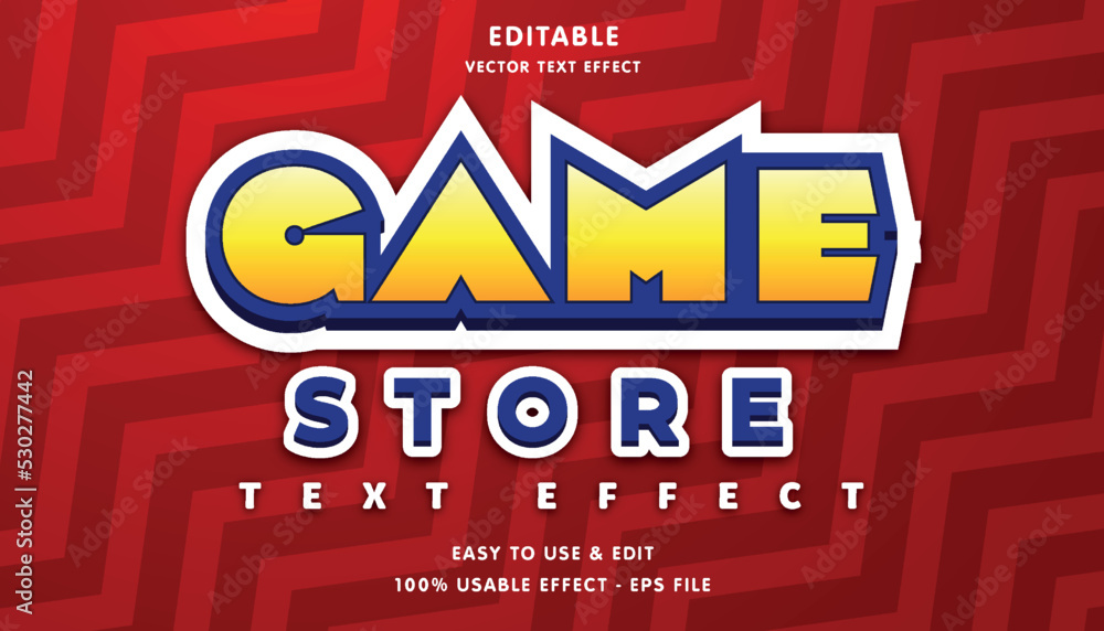Poster game store editable text effect with modern and simple style, usable for logo or campaign title